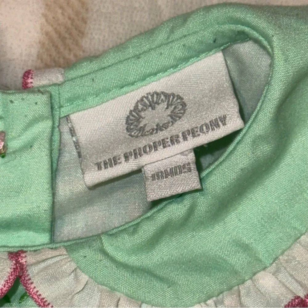 The Proper Peony Mint Green Floral Embroidered Dress and Bloomers Set 18M